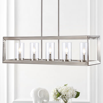 Anna 38.5" Linear Metal/Glass LED Pendant - JONATHAN Y